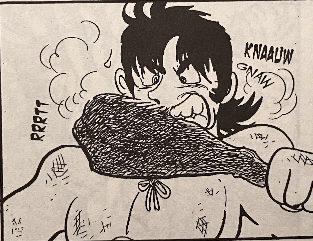 Tatta bites into a roast leg