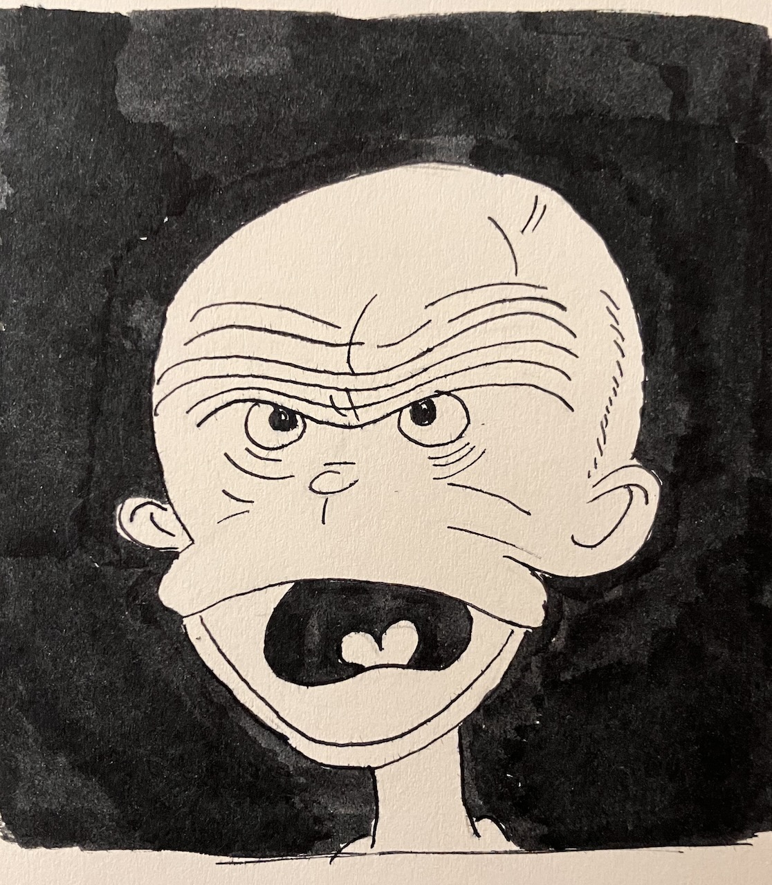 ink drawing of Brahman teacher talking