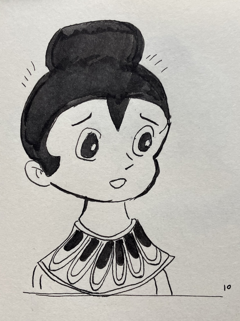 ink image of young Siddhartha suddenly realising something