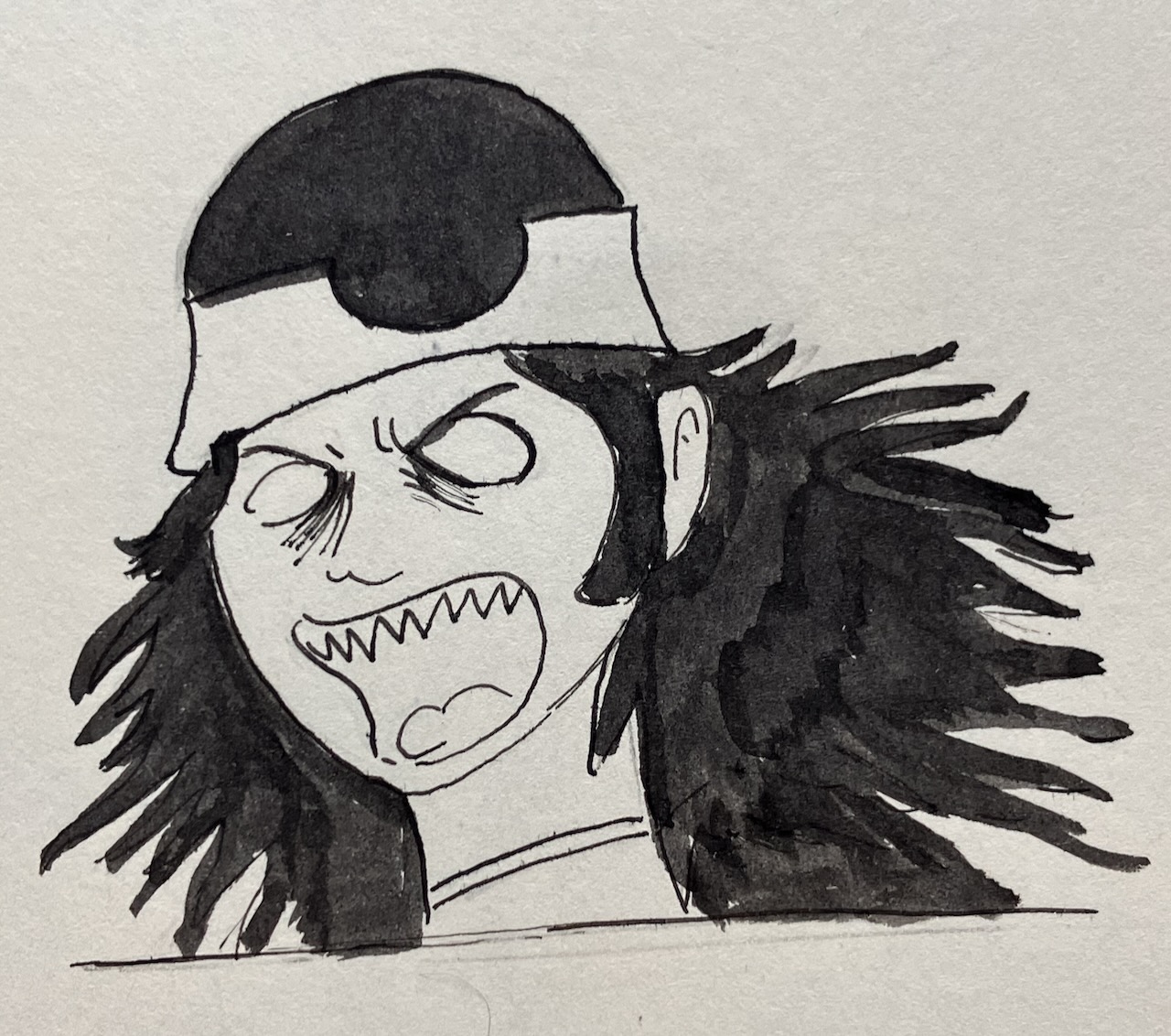 ink image of Bandaka shouting