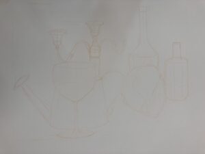 pencil outline of a still life