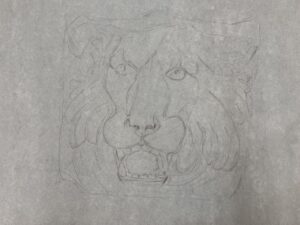 outline lion head statue