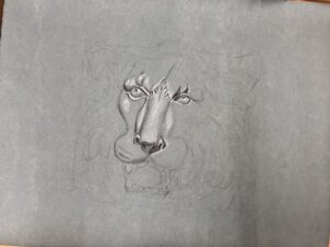 lion head statue drawing started