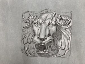 lion head statue drawing almost finished