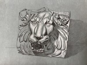 Lion head statue drawing fully finished