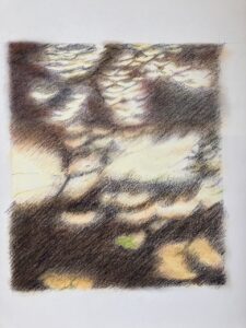 finished pastel drawing of solar eclipse shadows